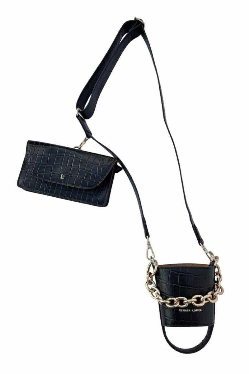 Bottle bag negra cadena oro