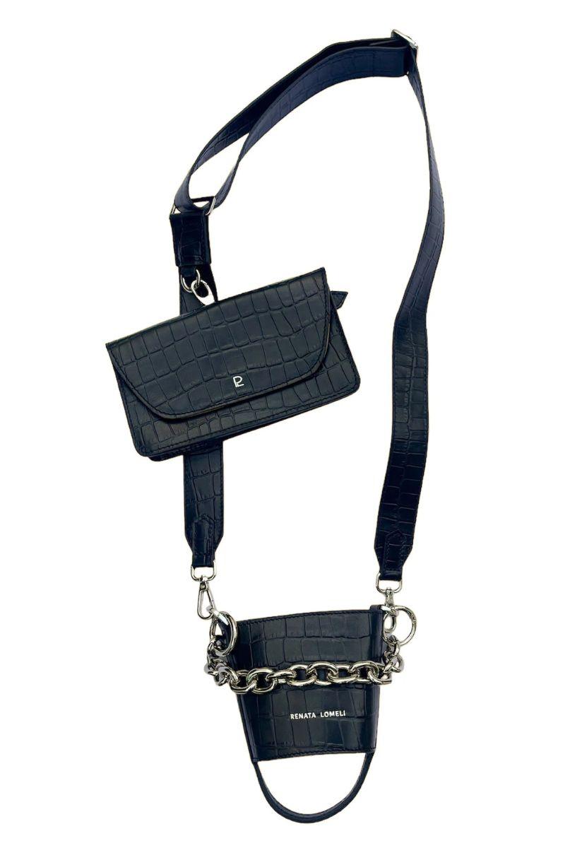 Bottle bag negra cadena plata