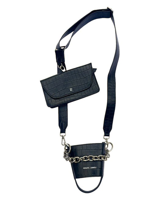 Bottle bag negra cadena plata