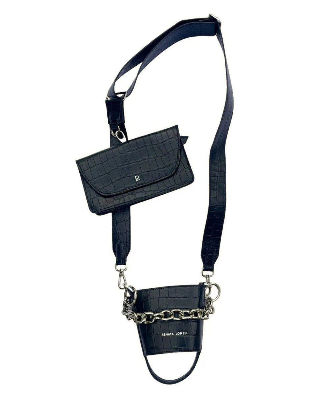 Bottle bag negra cadena plata