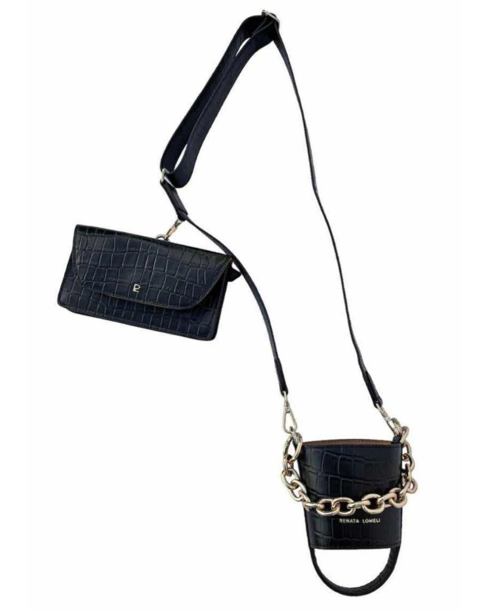 Bottle bag negra cadena oro